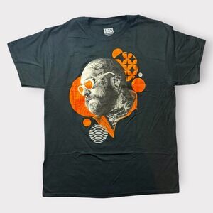 Teddy Swims Mens Large Black Graphic‎ T-Shirt 2023 Tour Merch Orange Portrait